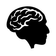 Human Brain Silhouette Vector Icon - Minimalist Mind Intelligence and Anatomy Symbol