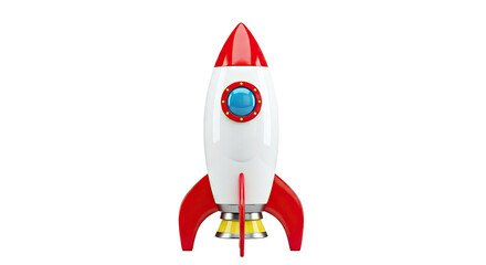Red and White Toy Rocket Ship on White Background
