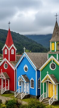 Colorful Churches of Chilo? - A Vibrant Architectural Landscape in Chile.