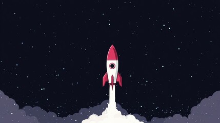 Stylized Rocket Launch Illustration / ロケット打ち上げのイラスト4