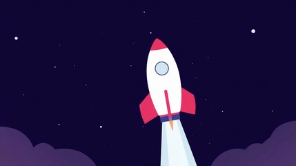 Stylized Rocket Launch Illustration / ロケット打ち上げのイラスト5