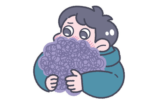 男の子と気持ちのイラスト　悩み