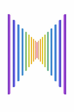Colorful symmetrical rainbow parallel bars on white background
