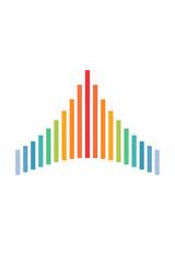 Colorful symmetrical sound wave on white background