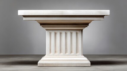 Fototapeta premium White pedestal with column elegant white pedestal supporting a classical column suitable for display or architectural accent