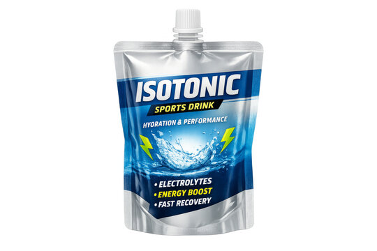 Isotonic sport drink pouch with electrolytes and energy boost