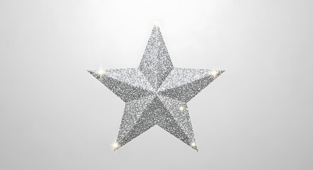 Obraz premium Sparkling silver star with subtle twinkling lights against a soft gray background
