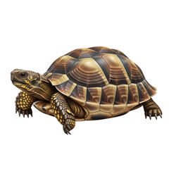 Obraz premium Turtle with brown and gold shell on black background