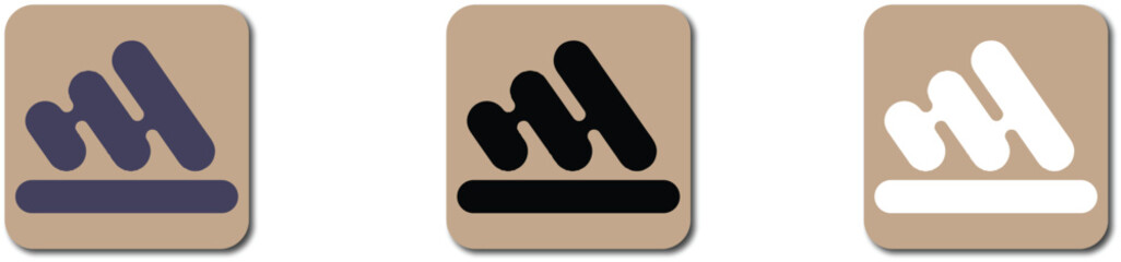 icons Set of abstract wave icons in blue black and white representing motion or sound isolated on a beige background