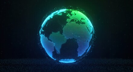Fototapeta premium Digital Earth Sphere with Global Network Connections and Glowing Gradients