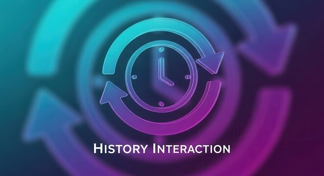 Dynamic time interaction visual with circular arrows representing historical data flow and