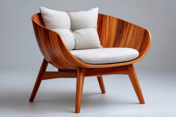 Modern curved wood armchair with minimalist design