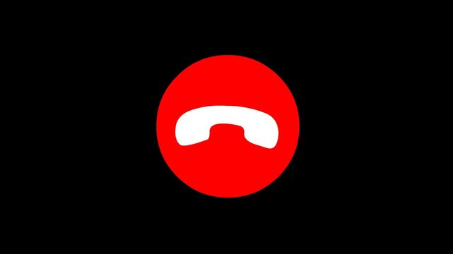 Decline Call Button Icon on Black Background