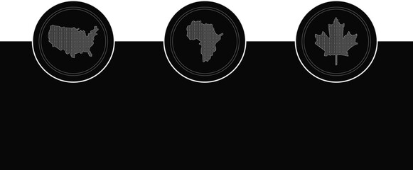 icons Set of continent and country map icons including USA Africa and Canada for global business and travel concepts isolated on white