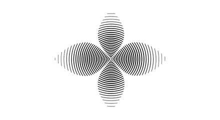 A striking black and white circular pattern composed of concentric lines perfect for design work on transparent background silhouette high quality