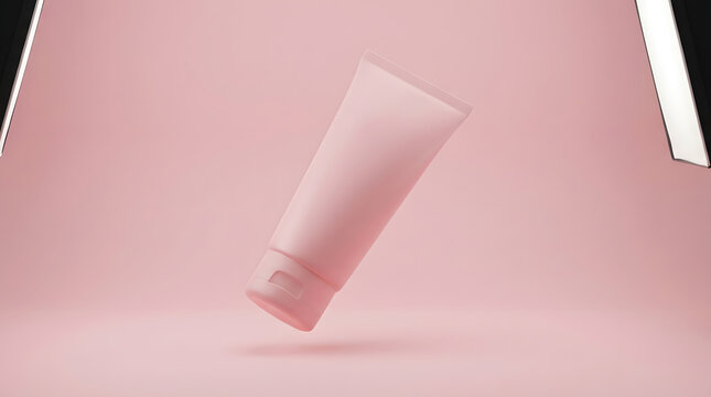 Pastel Pink Soft Touch Cosmetic Tube Mockup