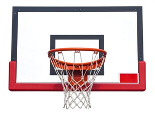 Naklejka premium A close-up shot of a basketball hoop with a red backboard and white net