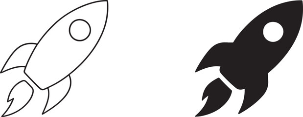 Startup symbol with space rocket ship in sky, clean vector EPS design for business growth. © MdMahadi