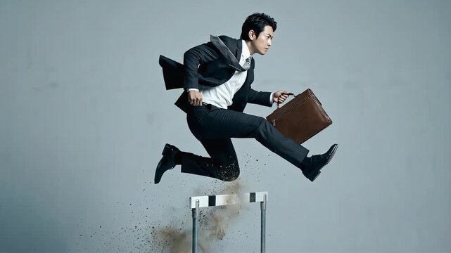 ハードルを乗り越え、さらなる高みへと挑戦するキャリアアップの象徴的なシーン