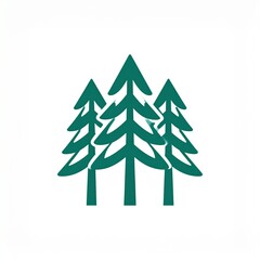 Obraz premium Green forest trees icon set vector illustration nature minimalist design eco friendly