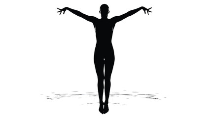 Graceful Silhouette of a Professional Ballerina Performing an Elegant Artistic Pose with Outstretched Arms © Hikari Vector Studio