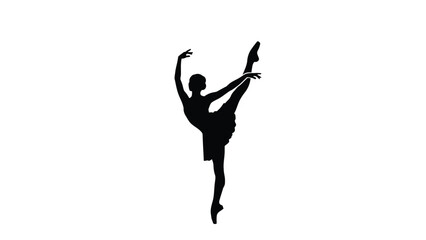 Elegant Ballerina Silhouette Performing a Graceful Dance Pose Representing Classical Ballet, Artistic Expression, and Performance Art © Hikari Vector Studio