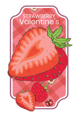 Valentine's Day Strawberry Heart Illustration - Fresh Fruit Slice Graphic for Romantic Holiday Gift Tags