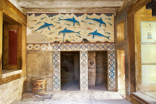 Dolphin Fresco Room in the Palace of Knossos &ndash; Minoan Art and Architecture, Crete (Greece)