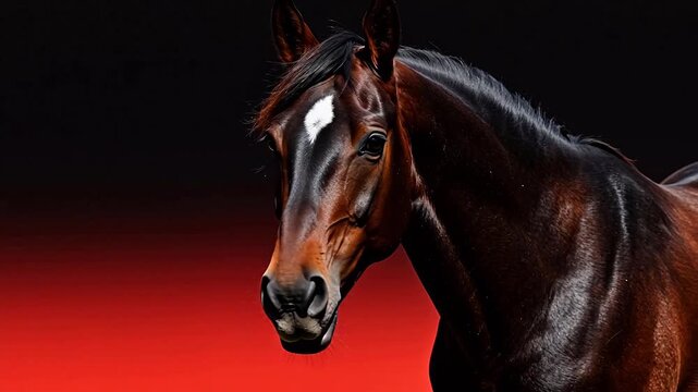 MajesticBrownHorseAgainstRedandBlackGradientBackground