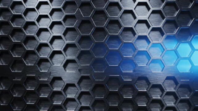 Pulsing light sweeps across a dark brushed silver geometric grid texture creating a dynamic and professional motion graphics background loop pattern, minimal, business