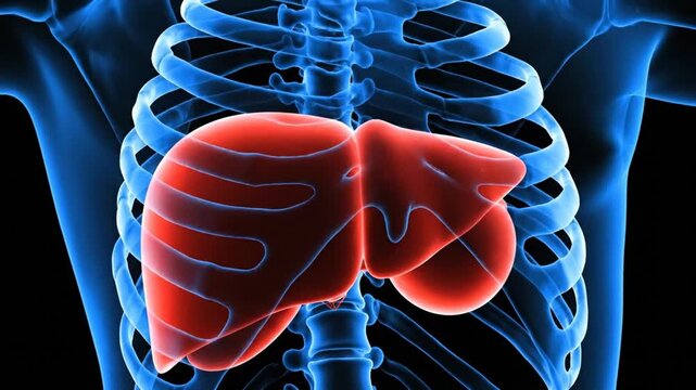 Human Liver Anatomy 3D Illustration.