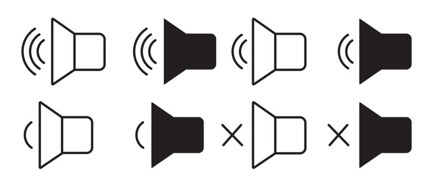  sound volume icons with different signal level an icon that