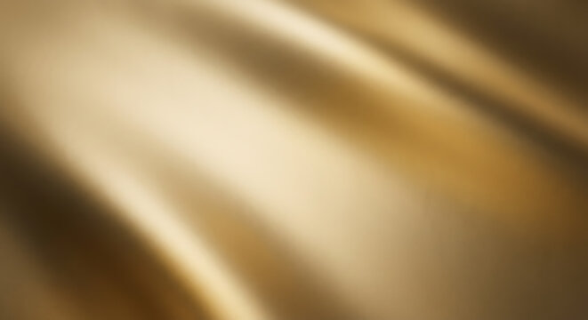 Elegant golden satin fabric with smooth waves and subtle highlights, offering a luxurious and sophisticated background texture.