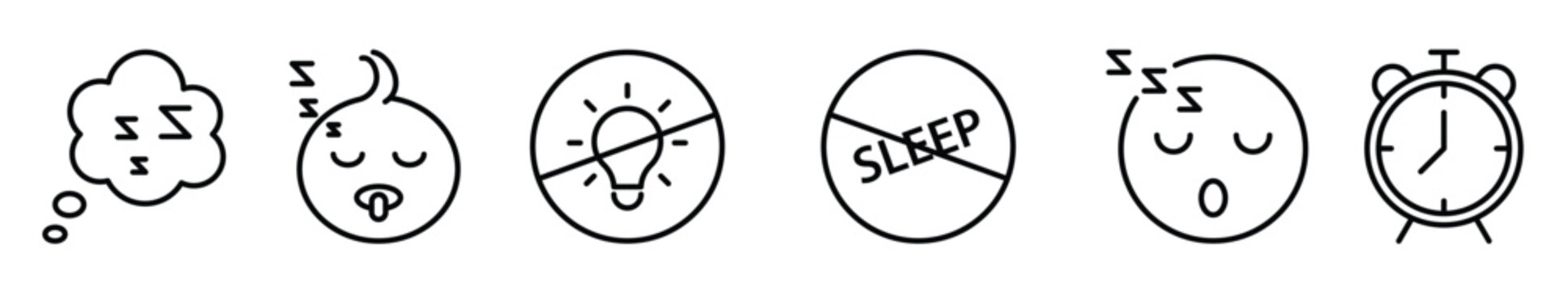 sleep and rest icon set sleepy face and bedtime cozy sleep