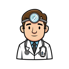 Cartoon doctor avatar wearing stethoscope and head mirror