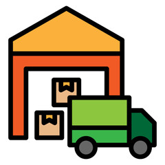 Warehouse Vector Filled Icon Design