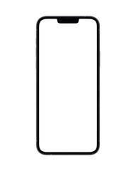 A blank white smartphone screen isolated on a black background