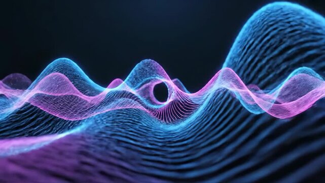 Line-based energy wave animation with glowing wave lines sweeping across the screen

