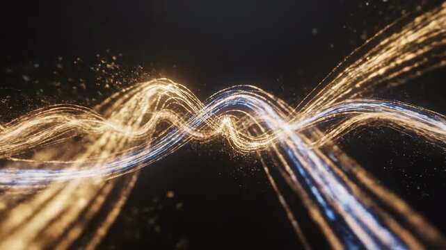 Flowing light line particles with soft glow and smooth motion on elegant dark background

