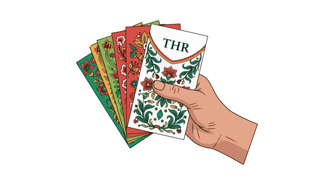 Hand Holding THR Duit Raya Money Packets