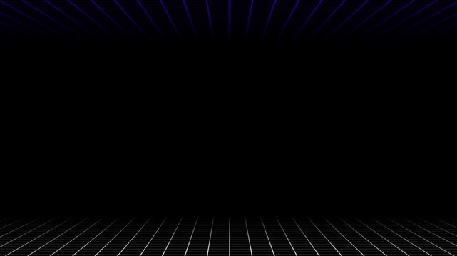 A futuristic video showcasing a dark grid pattern with neon lights in a virtual environment Abstrack background