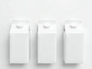 Three white milk cartons