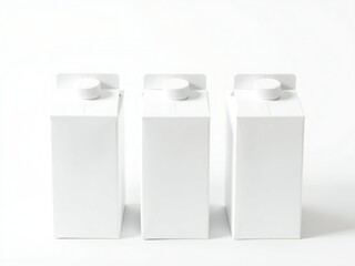 Three white milk cartons