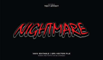 Obraz premium Editable vector typography effect for Nightmare text