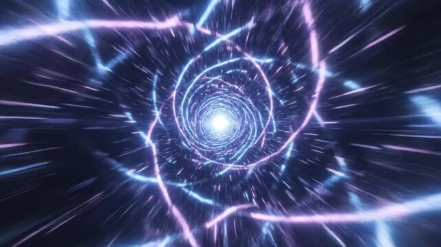 Abstract glowing line tunnel effect with converging lines and cinematic depth, seamless loop

