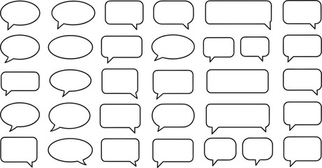 Blank Outline Speech Bubble and Dialogue Box Icon Set for Comic Strip Conversations, Social Media Chat Interfaces, and Creative Storytelling Graphic Design Elements