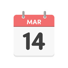 Fototapeta premium 3月14日･MAR 14の日めくりカレンダーのアイコン - 3/14のシンプルな赤い英語の暦