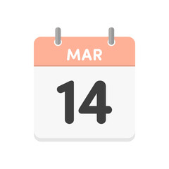 Fototapeta premium 3月14日･MAR 14の日めくりカレンダーのアイコン - 3/14のシンプルでかわいい英語の暦