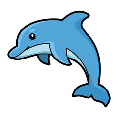 Obraz premium Cheerful dolphin animal character stylized illustration