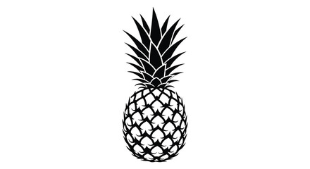 Obraz premium A striking black silhouette of a pineapple showcases its textured surface and distinctive crown silhouette high quality professional